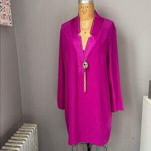 NWT Amanda Uprichard Fuchsia Silk Tuxedo Dress